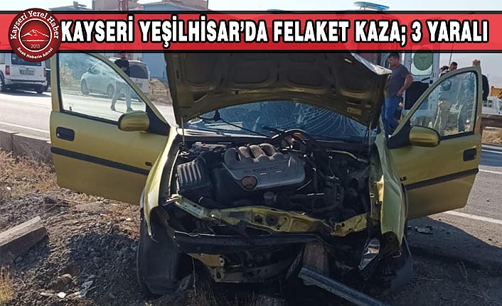 Kayseri'de Otomobil Refüje Çarptı: 3 Yaralı